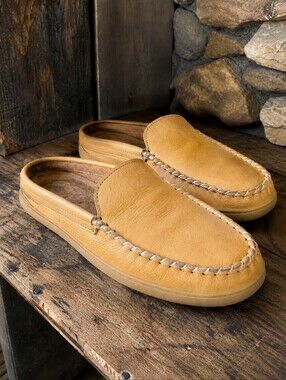 Men’s Zero Stress Moosehide Leather Moccasin Mule Slippers Size 10